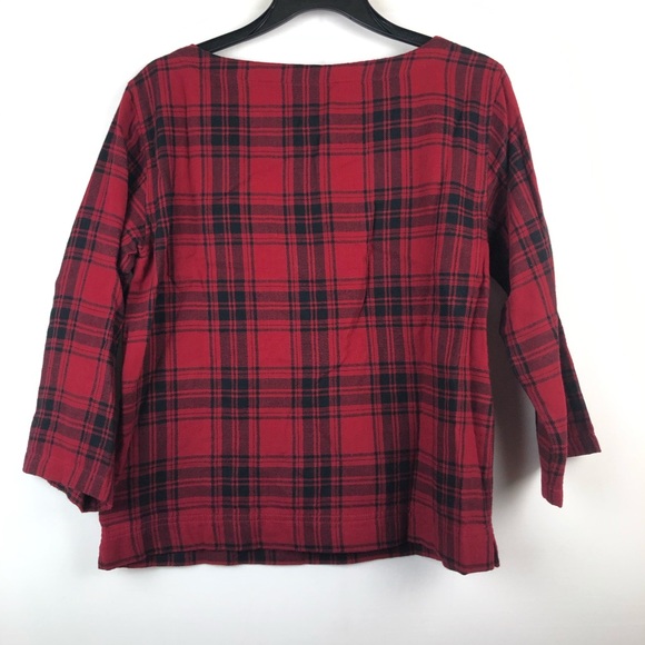 Madewell Top Herald Tee Curtis Small Plaid Cropped Boat Neck - Picture 6 of 7